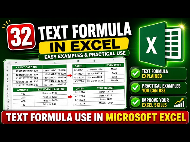 #32 Text Formula in Excel | Text Formula Use in Excel | Text Function in Excel | Excel Formula