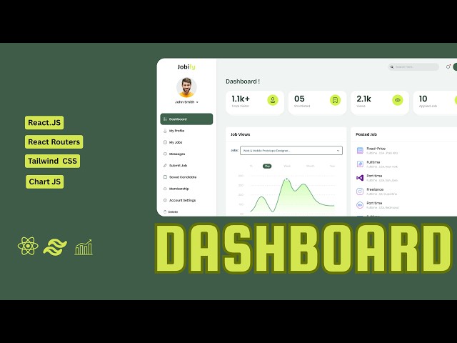 Build Admin Dashboard with React. JS & Tailwind CSS | Complete Job Portal Dashbord Design