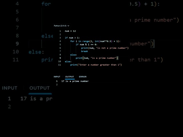 Prime Number Program | Python Prime Number Program | Python Compiler #coding #python #shorts