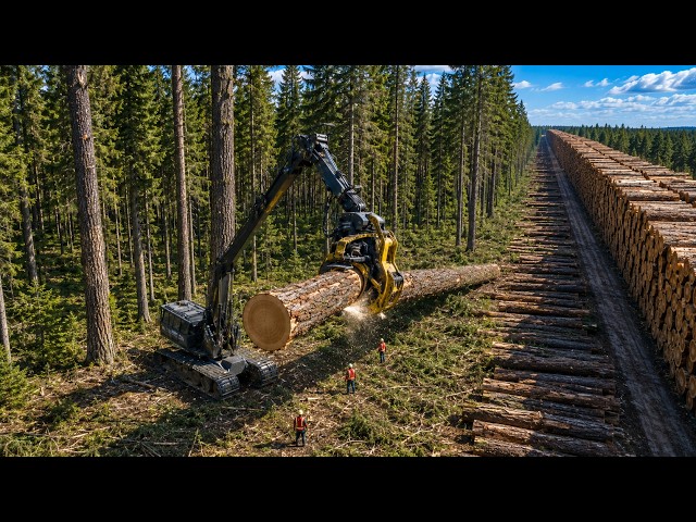 Watch Giant Trees Transformed Into Perfect Lumber | Modern Timber Processing & Sawmill Workflows