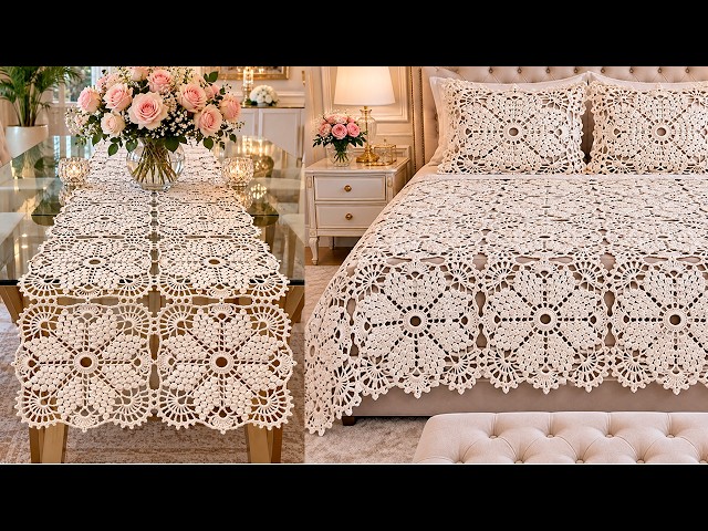 How to Crochet This Blanket, Bedspread, or Tablecloth with Just 1 Square - EASY Step-by-Step Croc...