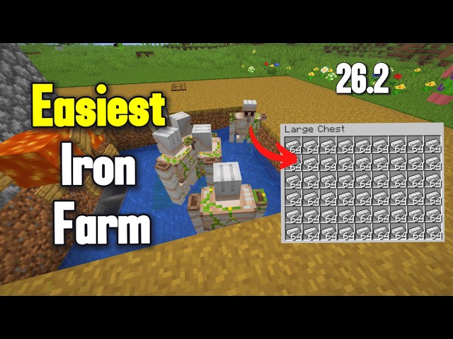 EASIEST Minecraft Iron Farm 26.2/1.21+