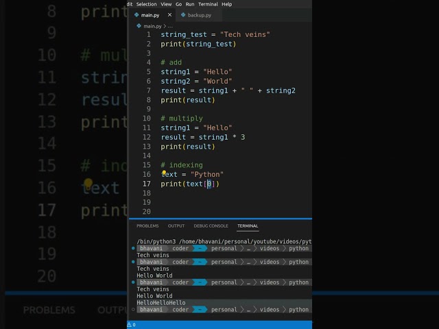 How to access index of string? | python | Tamil |