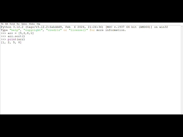 Python program : WAP in array to arrange array in ascending order 