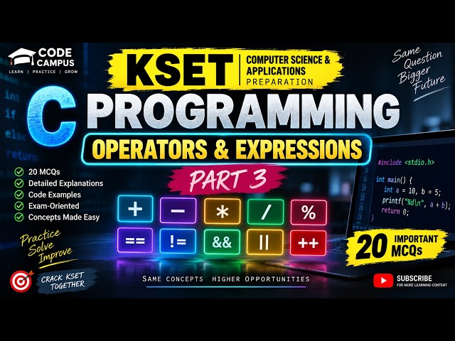 🔥 KSET C Programming MCQs | Operators Expressions | Important Questions | Part 3 | @CodeCampus-11