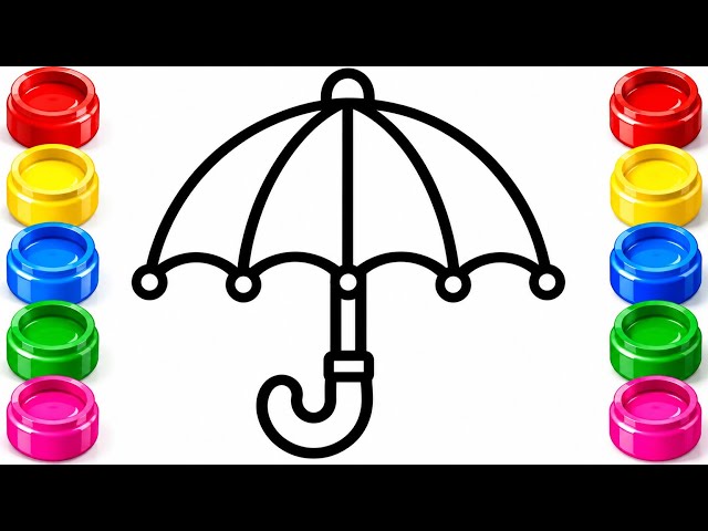 Draw & Color an Umbrella ☔ | Easy Drawing for Kids | Fun Preschool Learning