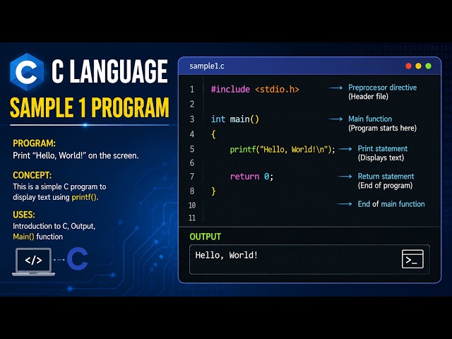 Introduction to C Programming | First C Sample Program | Simple Explanation in Tamil | Class - 2