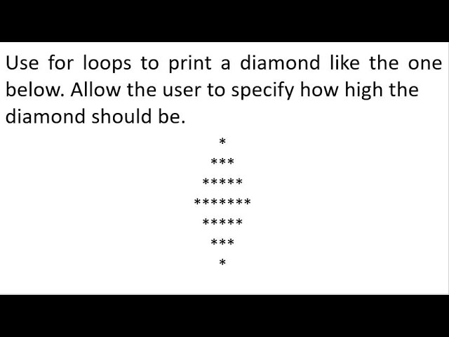 How to write a python program that print diamond at various height | Python for beginners