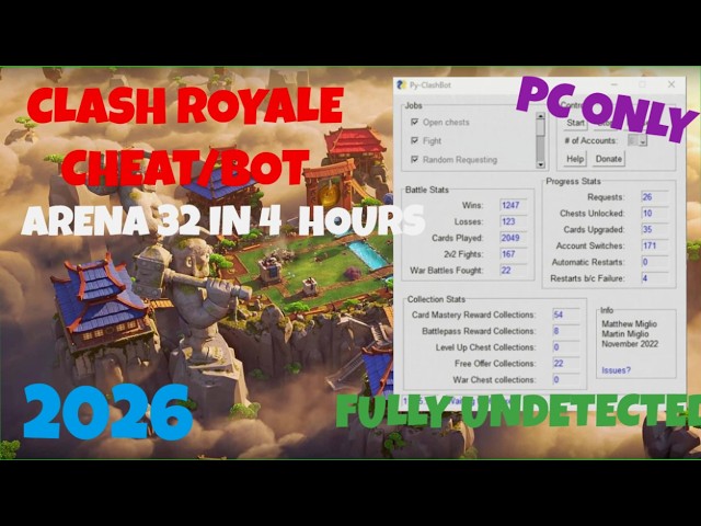 (2026) NEW TOP FREE CLASH ROYALE CHEAT/BOT - FULL AUTOPLAY 2026 - PC ONLY - Arena 32 In 4.5 Hours