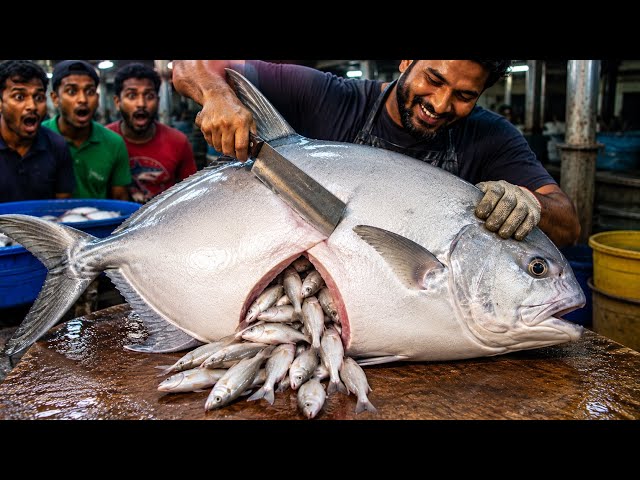 😱🔥 GIANT PAPLET FISH CUTTING | UNBELIEVABLE SURPRISE!