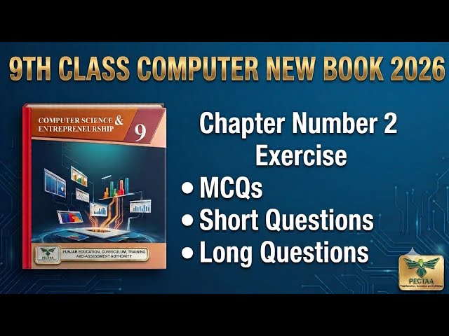 9th Class Computer New Book 2026 Chapter 2 Complete Solved Exercise | MCQs, Short & Long Questions