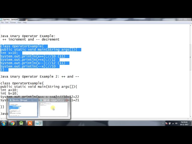 operator in java Telugu Part 1