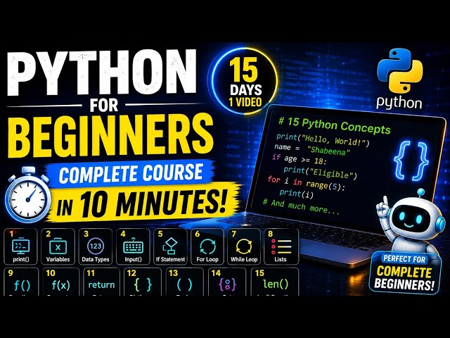 Python for Beginners | Complete Python Course in 4 Minutes | Days 1–15