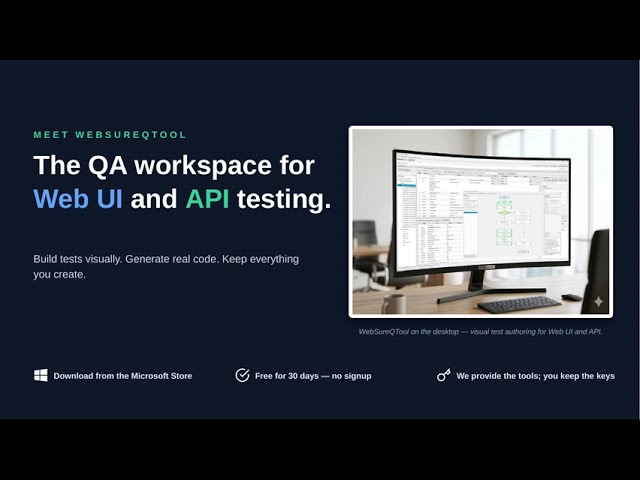 WebSureQTool QA Workspace for Web & API testing