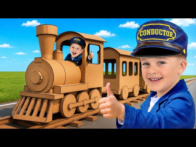 REAL Cardboard Train Challenge for kids!