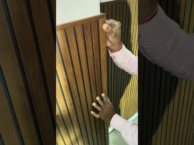 FLUTED PANEL CORNER! #interiordesign #wood #pvcpanel #india