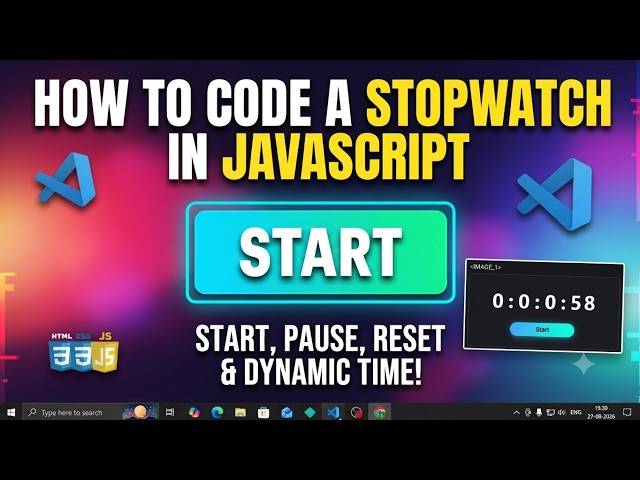JavaScript Stopwatch Project | Start/Pause/Reset Tutorial