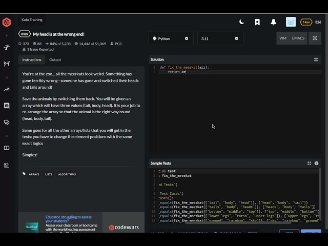 codewars python My head is at the wrong end!