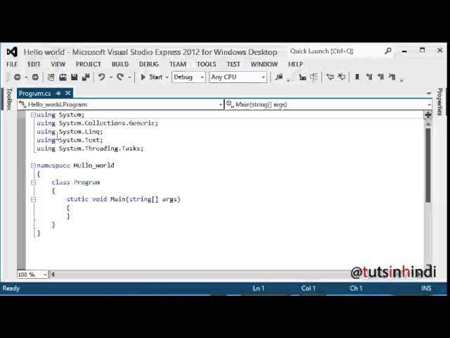 learning about .net with c# in hindi, lesson 01 hello world