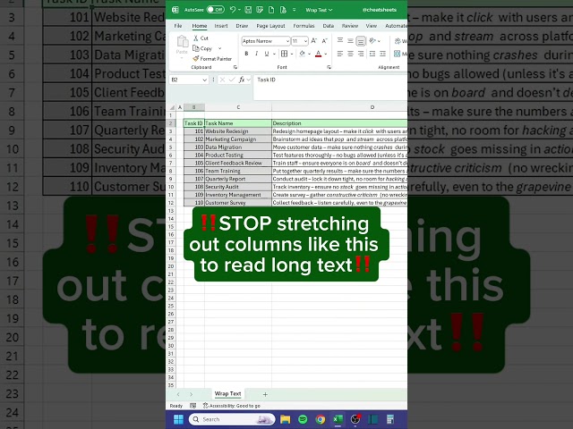Wrap Text in Excel‼️ #excel