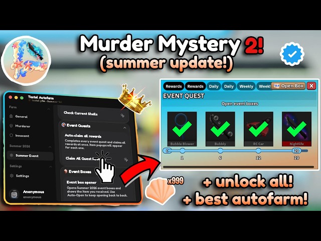 MM2 SCRIPT 🏖️ - AUTOFARM + UNLOCK ALL + ANTI AFK - SUMMER UPDATE ☀️ | KEYLESS