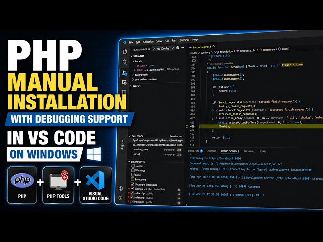 Manual PHP installation with debugging support in VS Code on Windows