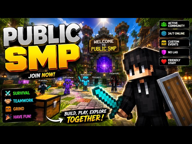 🔥 PLAY IN ARE PUBLIC SMP  (Hindi) #minecraft  #live