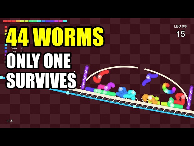 44 Worms in ONE Cart - Only 1 Survives the Canyon