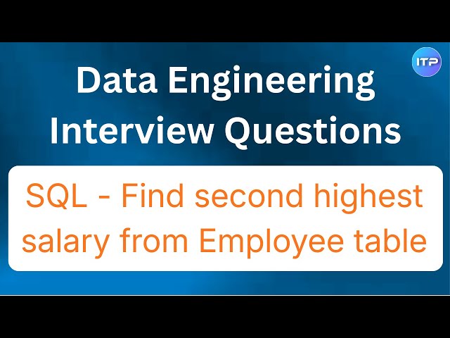Find 2nd highest salary from Employee Table | Data Engineer Interview Questions | An IT Professional