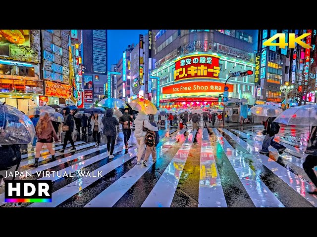 2 Hours of Rainy Night Walk in Tokyo, Japan | End of Spring 2025 • 4K HDR