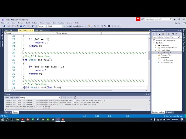 Stack Data structure  in C++