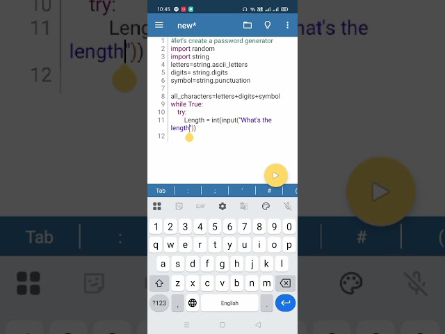 Let's create a password generator with pydroid 3 
