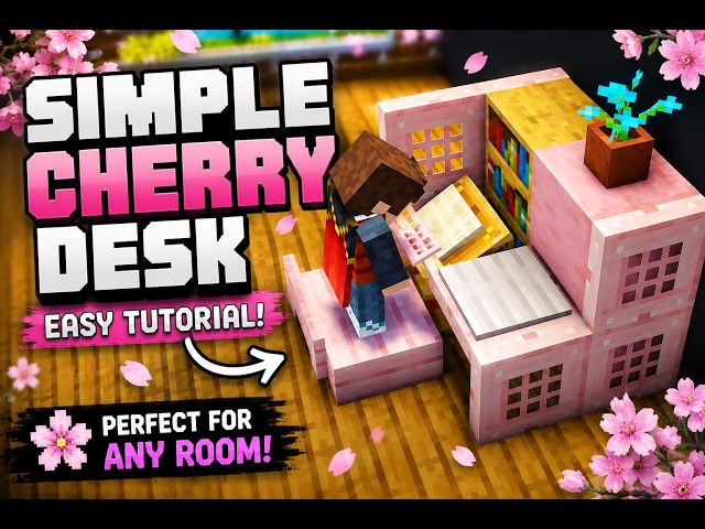 How to Build a Cherry Desk in Minecraft! | Easy Tutorial 🌸 #minecraft #minecrafttutorial