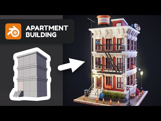 Apartment Building in Blender - 3D Modeling Timelapse