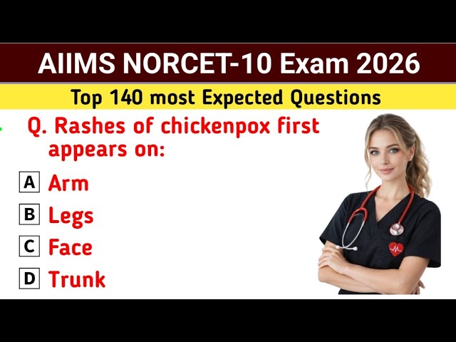 AIIMS NORCET Exam 2026 MCQs | Nursing MCQs | NORCET -10 MCQs | All Nursing Exams Preparation 