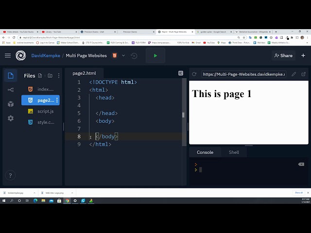 HTML Multi Page websites