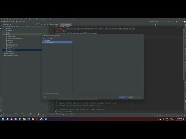 Run button Disabled in Flutter on Android Studio for Imported Project