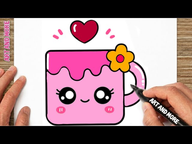 Cute Cup Drawing 🥤❤️ | Easy Cup Drawing for Kids | Simple Step by Step Drawing Tutorial