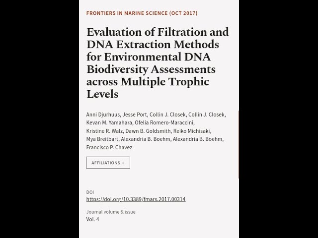 Evaluation of Filtration and DNA Extraction Methods for Environmental DNA Biodiversit... | RTCL.TV