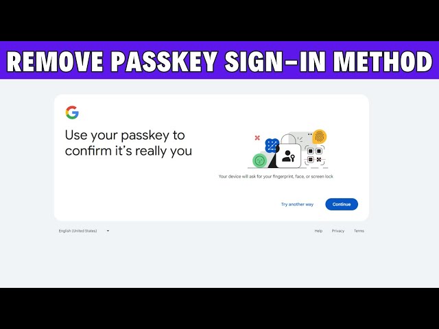How to remove passkey Sign-in method from gmail or Google Account