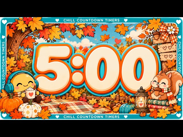 5 Minute Classroom Timer | Calm Fall Timer for Quiet Work & Focus