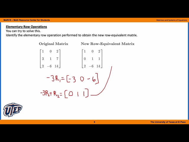 Section 8.1 Matrices and System of Equations