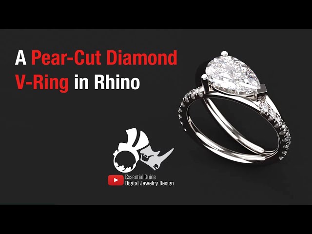 A Pear-cut diamond V-Ring #rhinoceros3d #rhinotutorial #pear #cut #ring