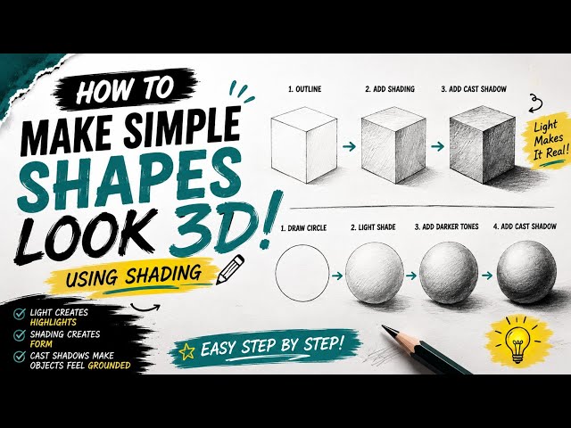 How to Make Simple Shapes Look 3D Using Shading ✏️ | Easy Drawing Tutorial for Beginners