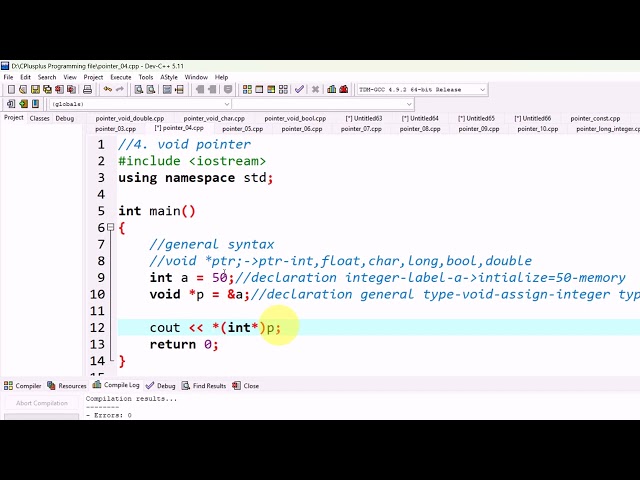 Lecture:80|pointer of  void type for integer data type| declaration and Initialization} Pashto