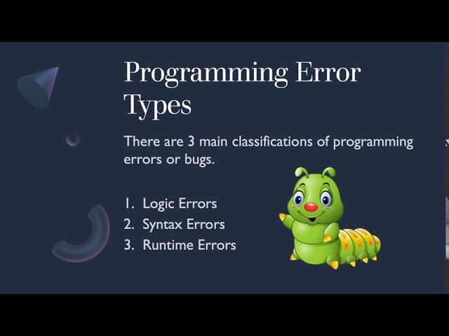 Introduction to Coding - Types of Programming Errors (2020)