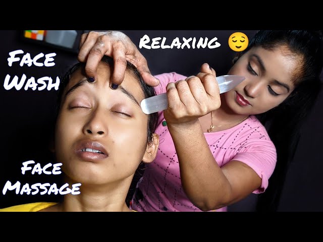 Female To Female Face Wash and Face Massage | Neck Crack | Ear Massage | Pimple Remove |  ASMR