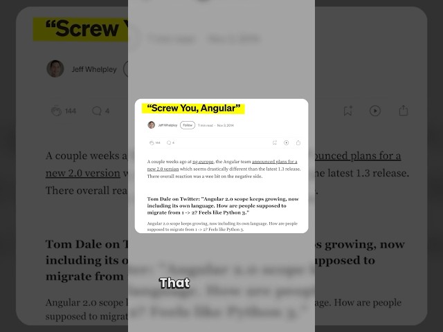 Angular JS DEATH Announcement! Developers SHOCKED