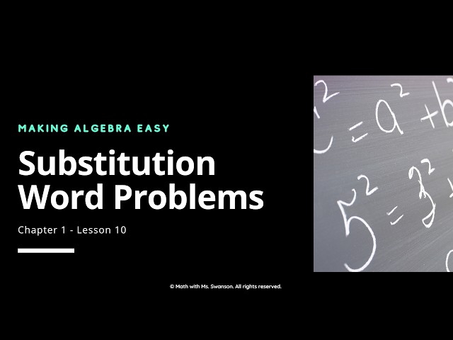 Algebra 1 Basics: Substitution Word Problems