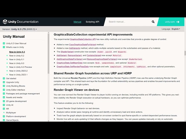 New In Unity 6.3: GraphicsStateCollection